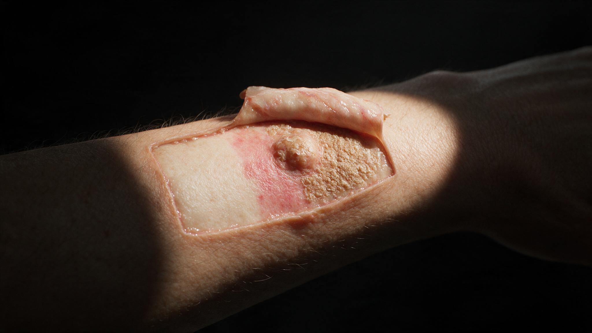 Actinic Keratosis — rough scaly UV-damaged patches on skin surface, medically accurate dark-skin clinical presentation