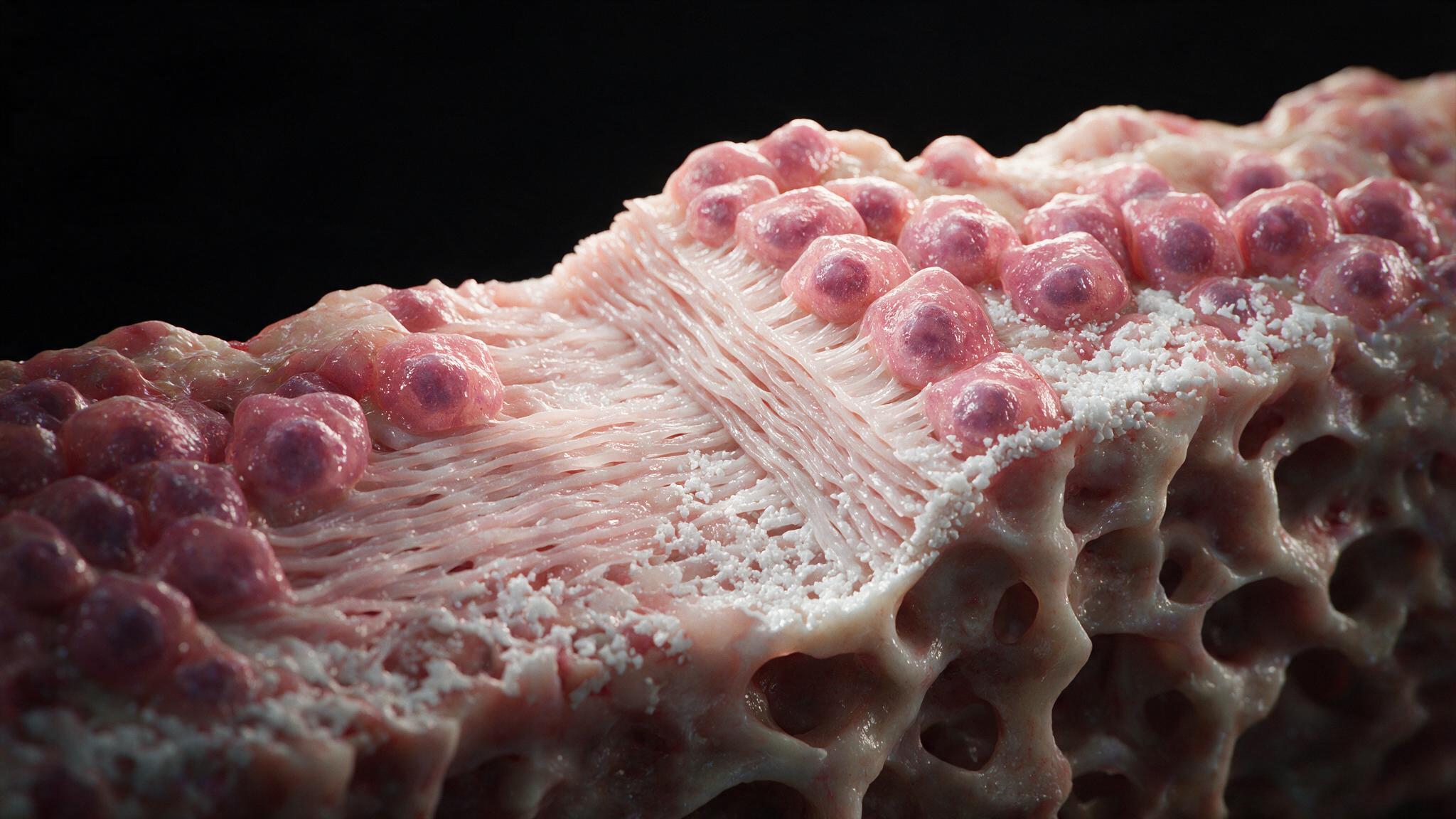 Osteomalacia — thick unmineralized osteoid seam, stalled mineralization front, soft bone pathophysiology