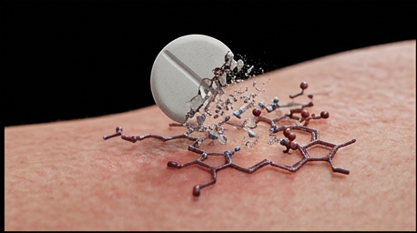 A single needle drawing blood, the real physical volume behind the exaggerated scale