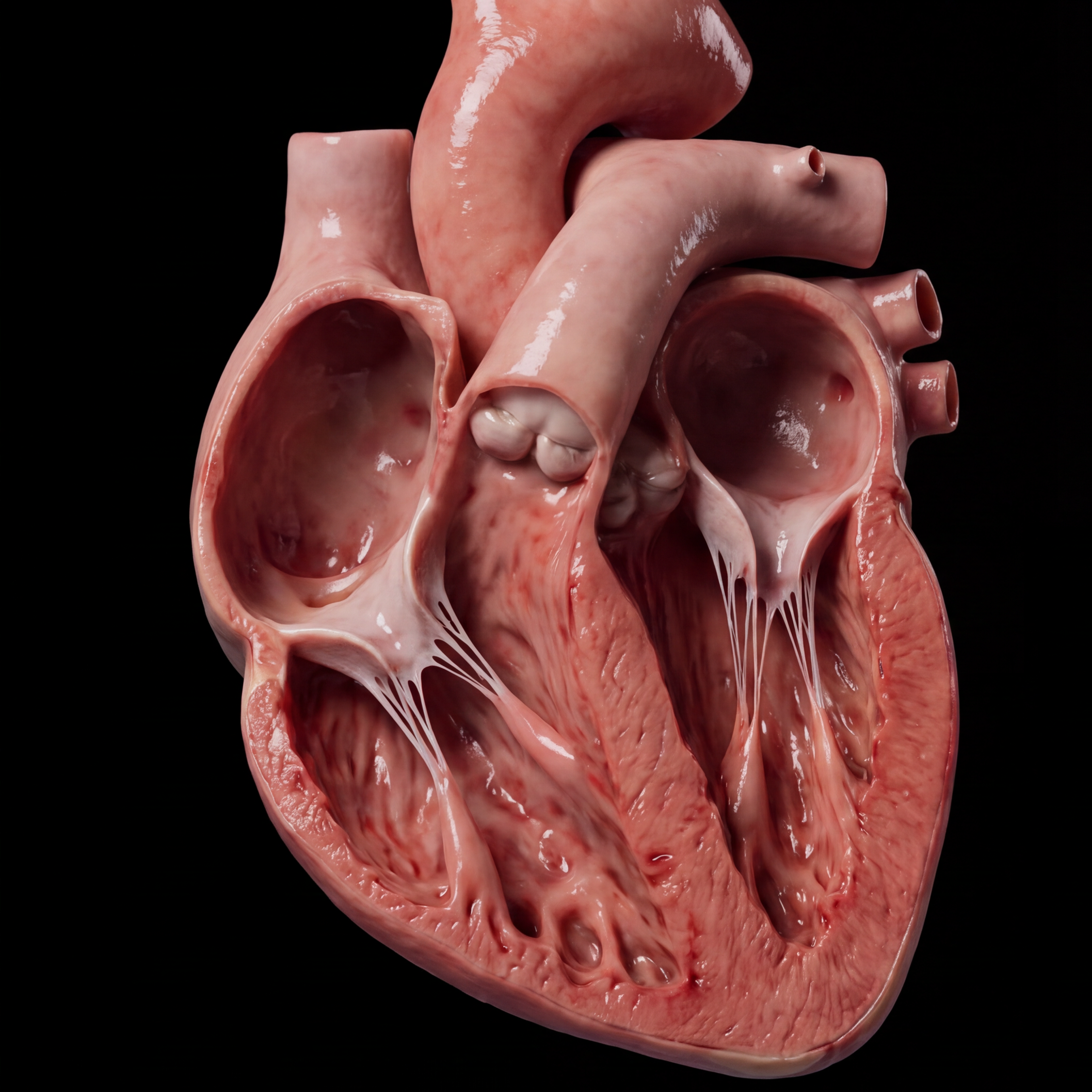 Pulmonary embolism: dissected heart showing clot in right-side chambers, before dilation