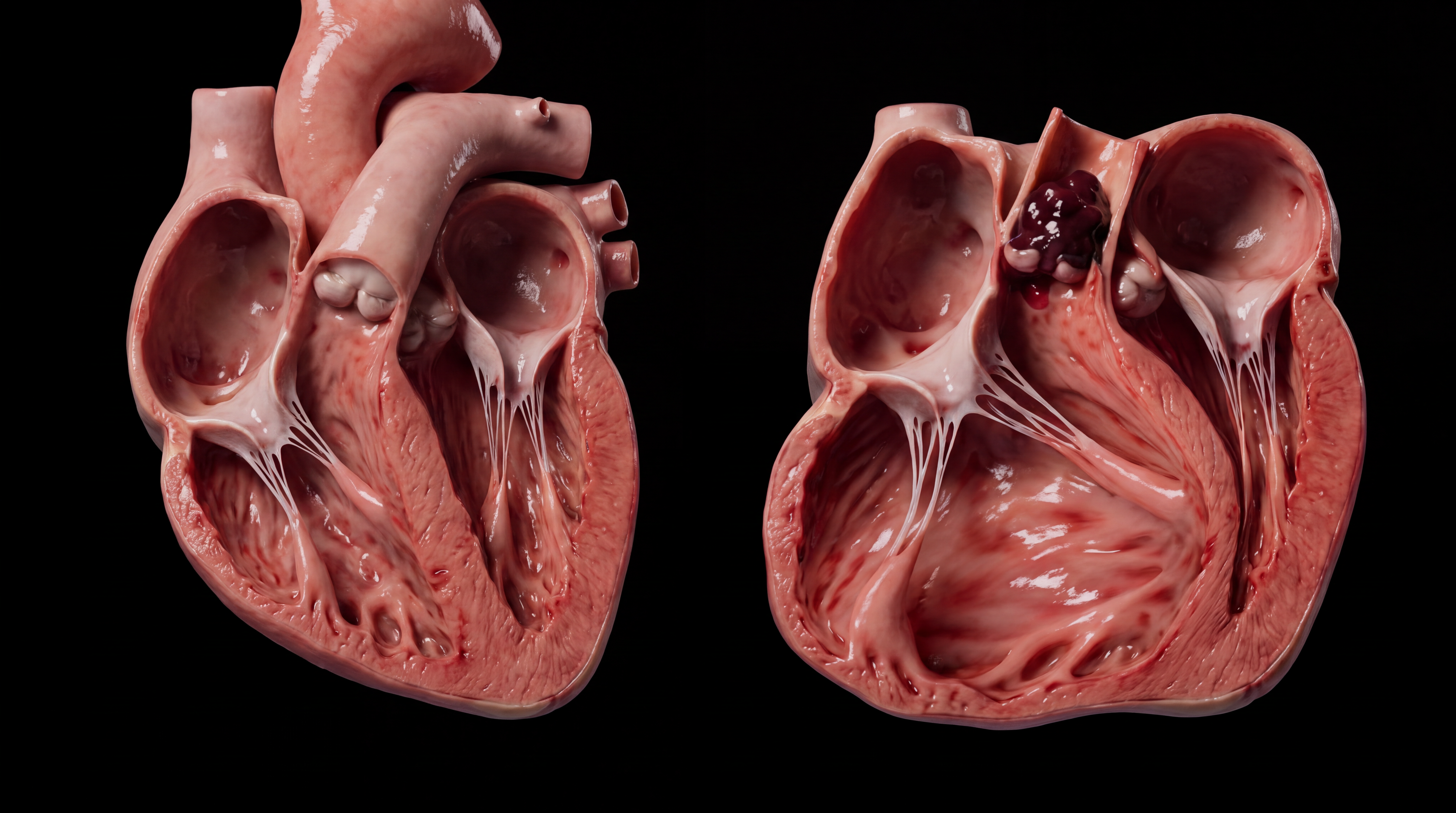 Massive right ventricular strain: heart exposed showing internal structure under load