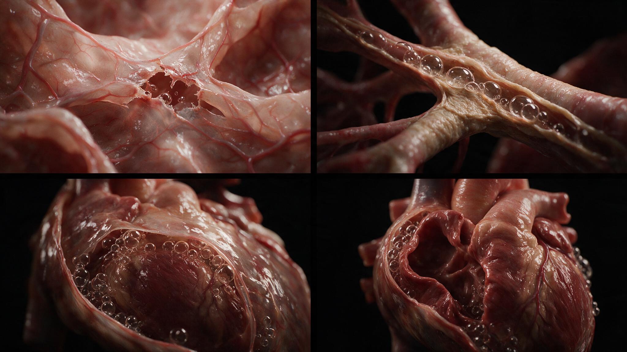 Pneumopericardium — alveolar rupture, mediastinal air dissection, air entering the pericardial sac