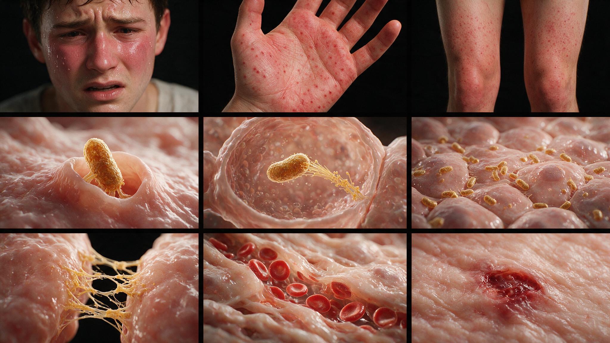 Rocky Mountain Spotted Fever — rickettsial endothelial invasion, vessel wall disruption, petechial hemorrhage